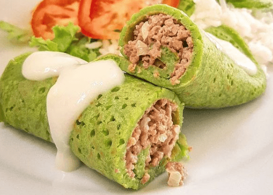 Panqueca de Espinafre com Frango