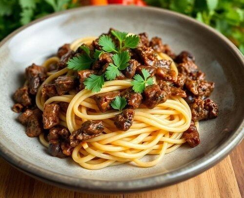 Receita de Macarrão com Fraldinha desfiada e Molho Tomate 5 (5)