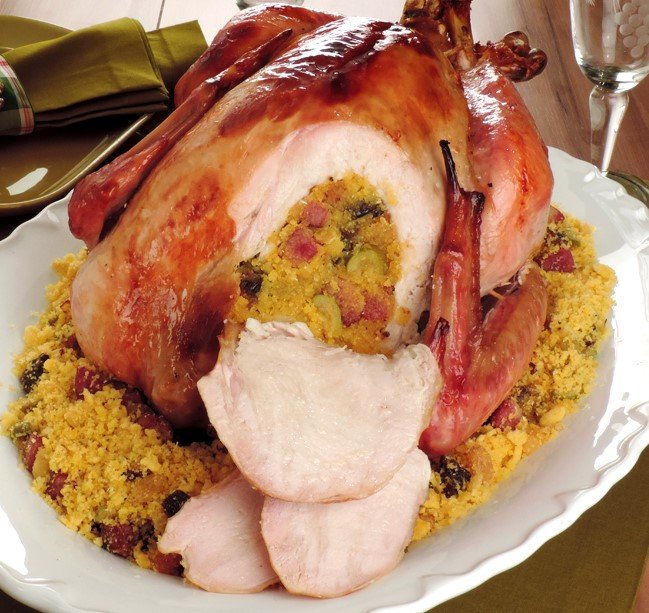 Peru de Natal Recheado com Farofa