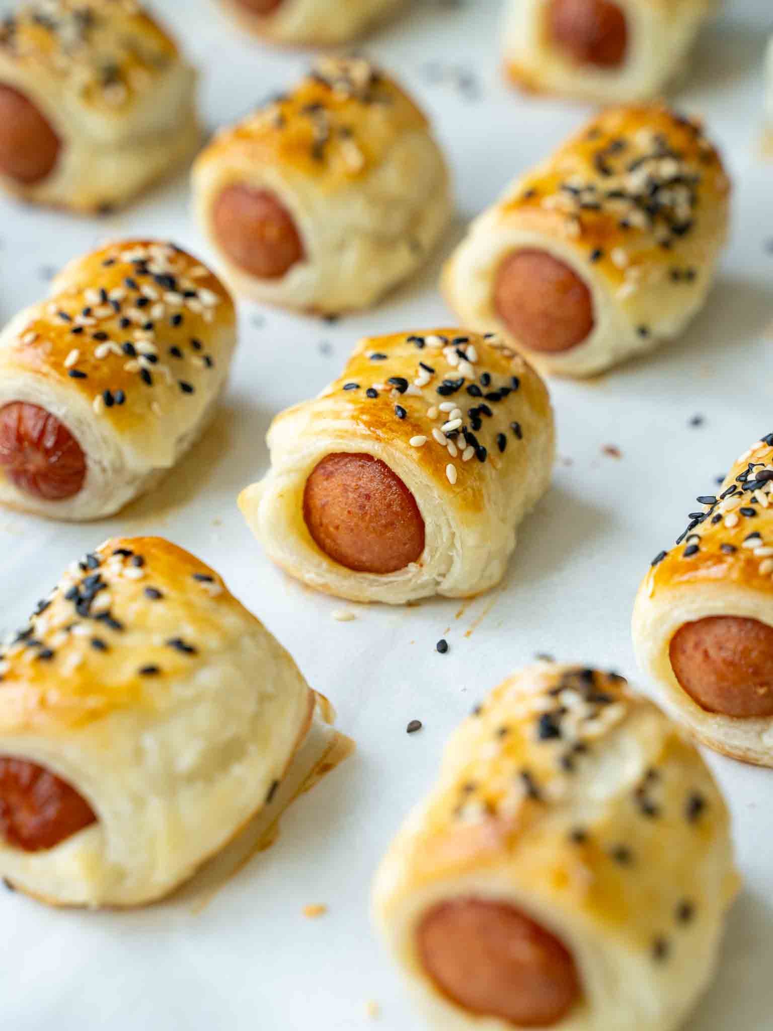 Folhados de Salsicha Caseiros