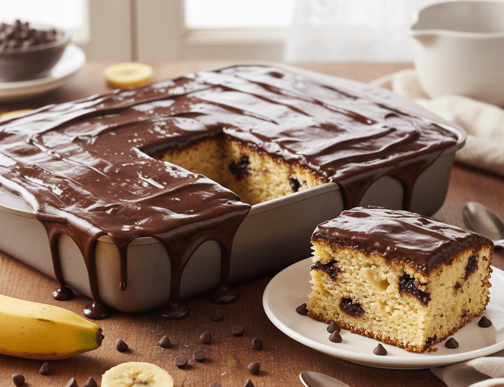 Bolo de Banana com Cobertura de Chocolate: Receita Fofinha