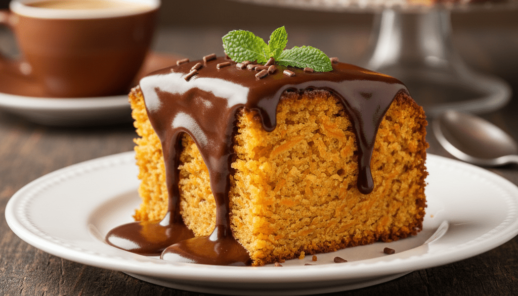 Bolo de Cenoura Molhadinho com Cobertura de Chocolate Cremosa