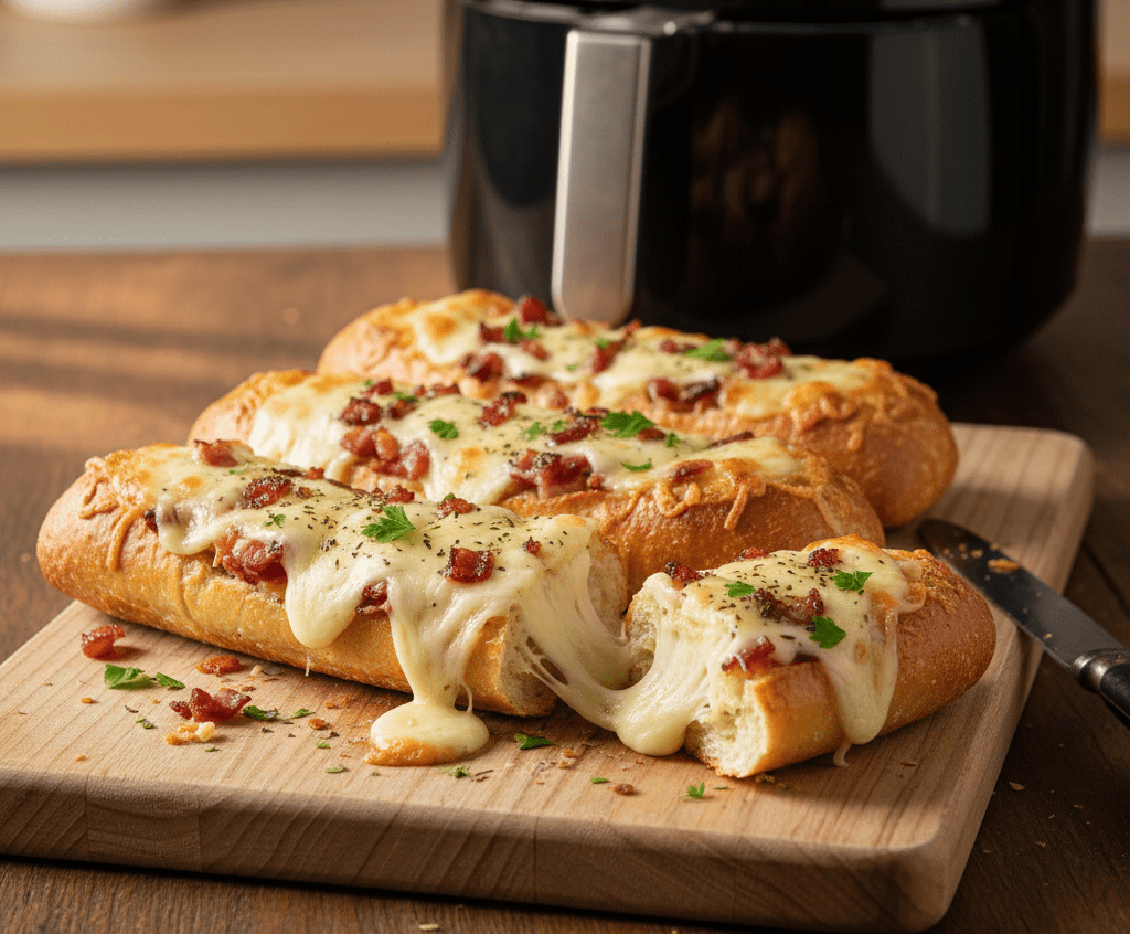 Receita de Pão de Alho Queijo Bacon Air Fryer
