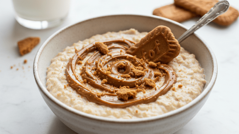 Papas de Aveia com Creme Biscoff: Receita Cremosa. 5 (10)