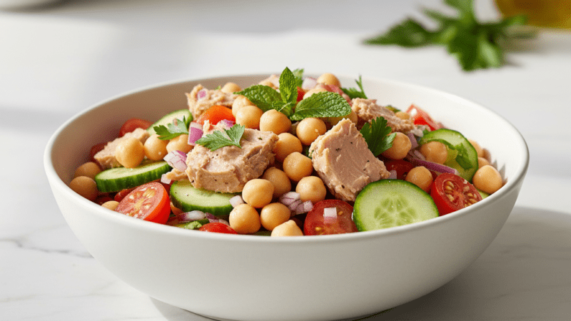 Salada de Grão-de-Bico com Atum pronto em 10 minutos! 5 (16)