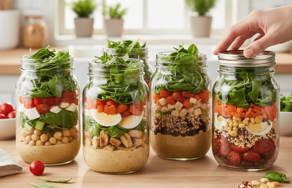 Salada Pote para Semana: Como Montar e Conservar Fresquinha