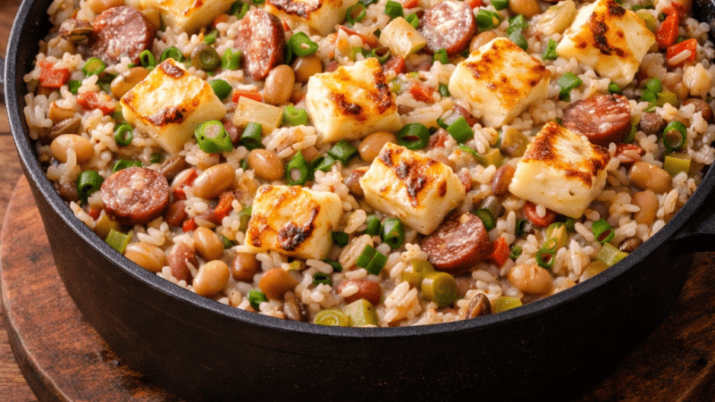 Baião de Dois com Queijo Coalho Receita Nordestina Original e Cremosa!