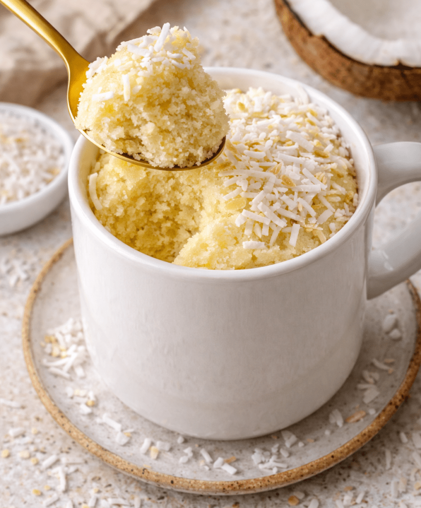 Bolo de Caneca de Coco Fit (Sem Trigo e Sem Leite)