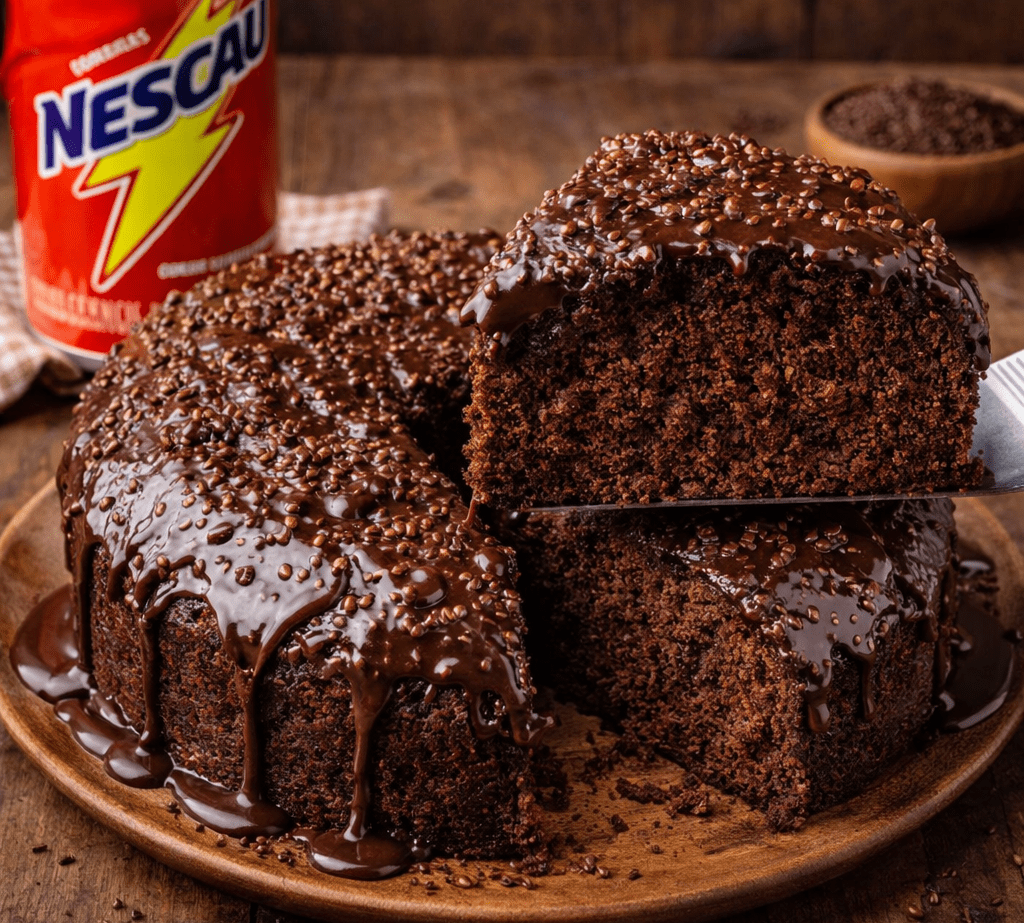 Bolo de Chocolate Simples de Nescau: Fofinho, Calda Crocante