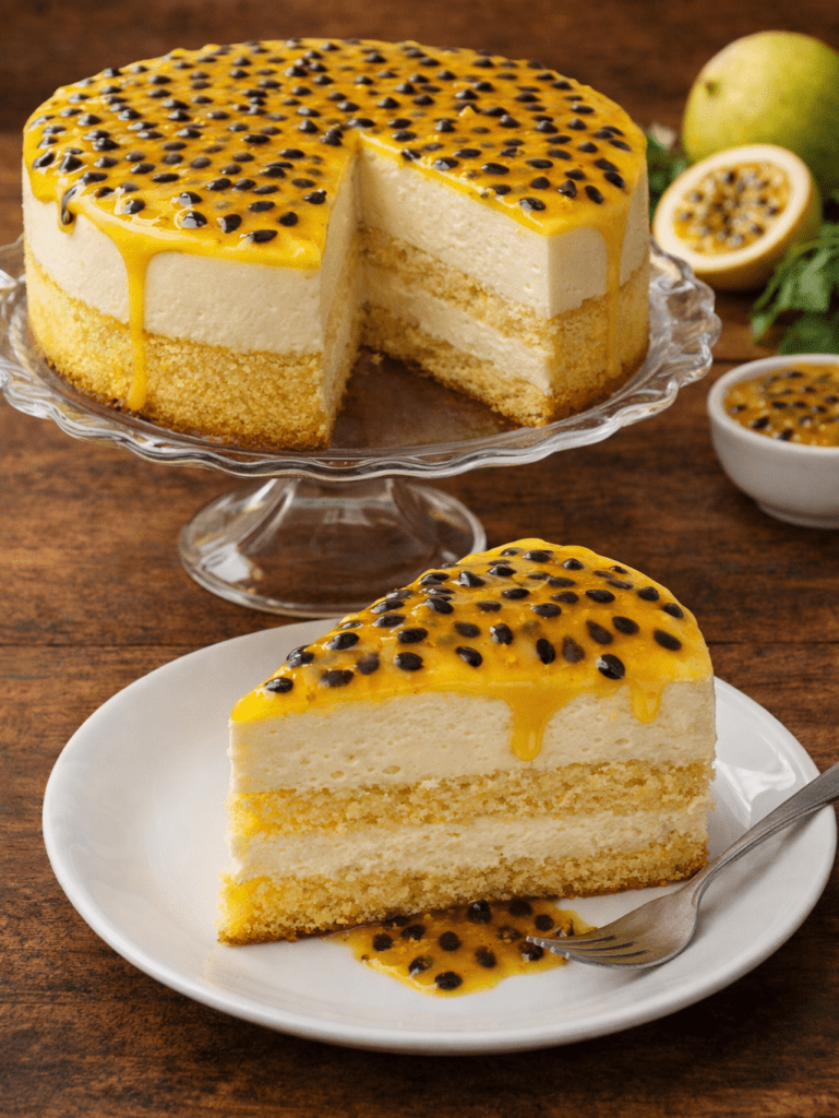 Bolo de Maracujá com Cobertura de Mousse Cremoso