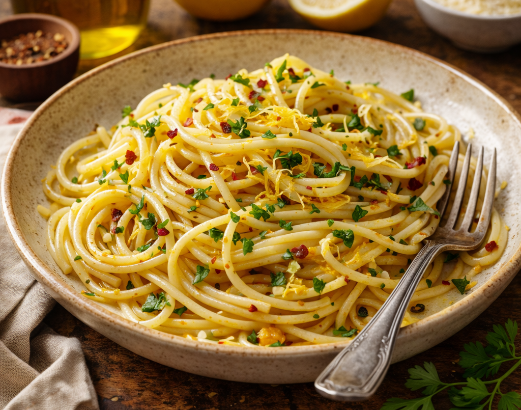 Espaguete  Alho e Óleo com Toque de Limão Siciliano