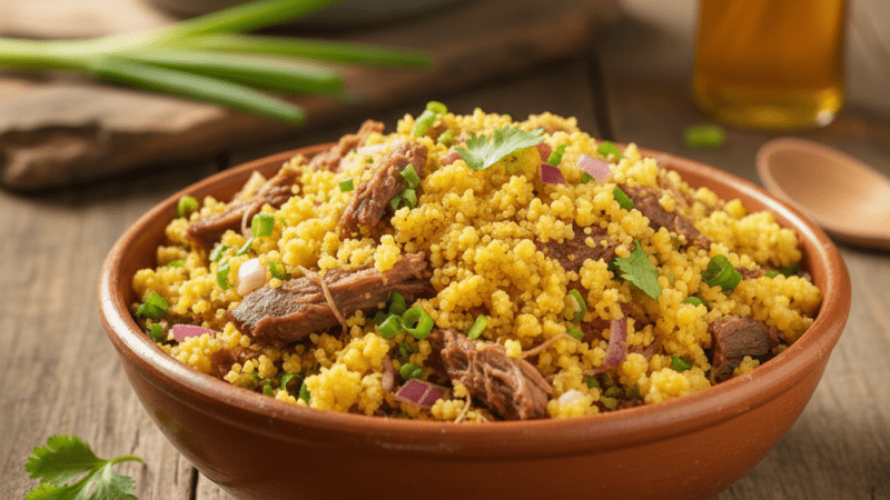 Farofa Cuscuz Nordestino Carne de Sol: Segredo  Farofa Úmida 5 (18)