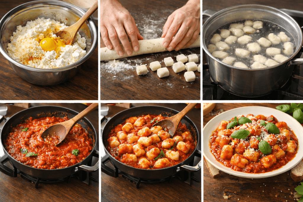 Nhoque de Ricota com Molho de Tomate, Leve Rápida