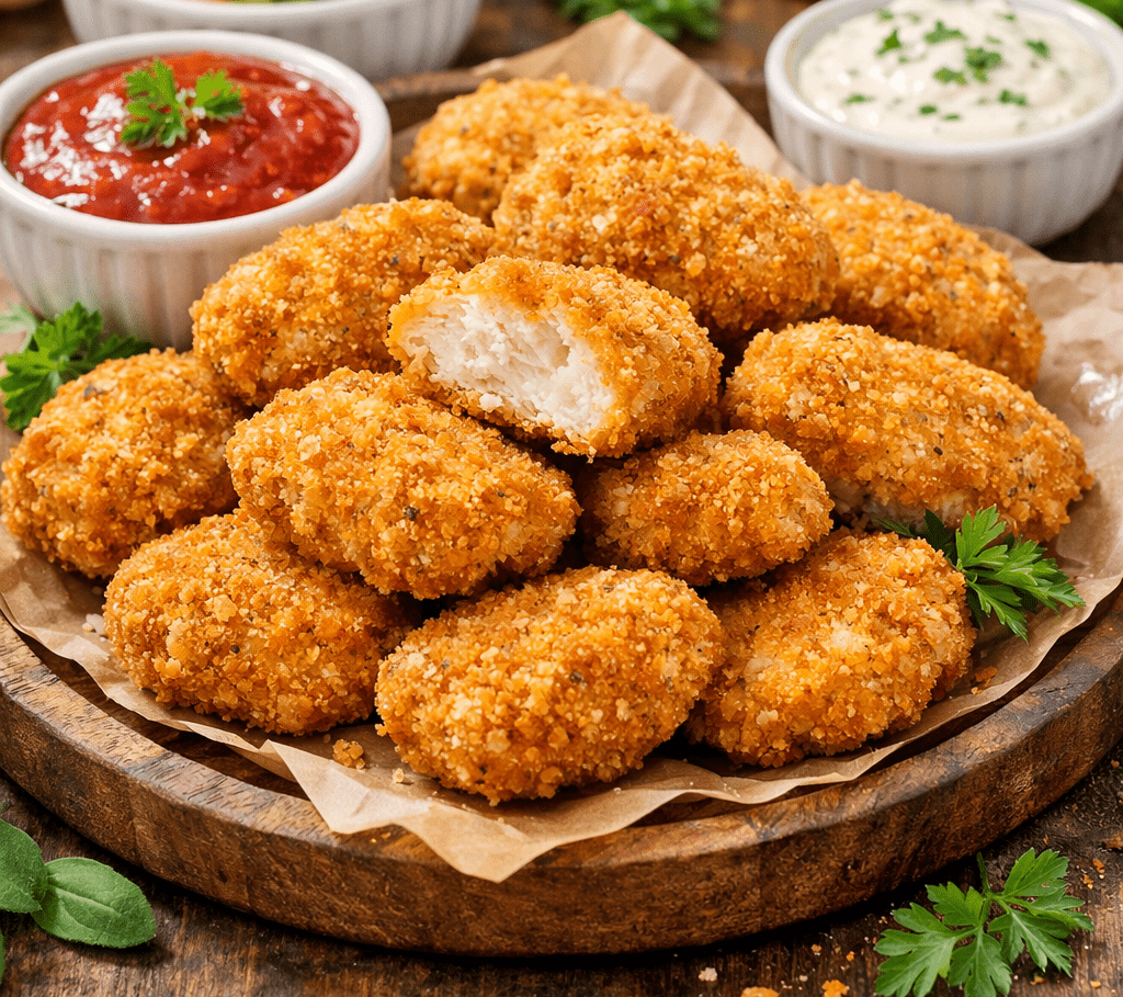Nuggets Caseiros Saudáveis: Crocantes por Fora e Suculentos