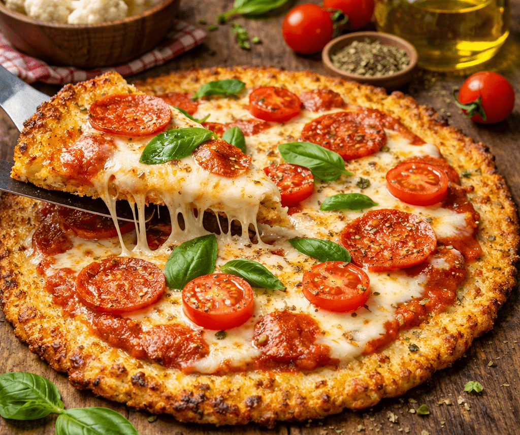 Pizza de Massa de Couve-Flor Low Carb: Crocante e Não Quebra!