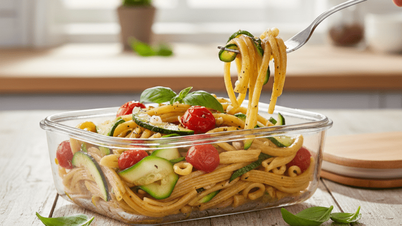 Receita Vegetariana: Macarrão Integral com Abobrinha e Tomate Cereja Fit 5 (18)