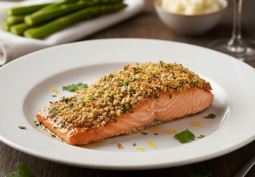 Salmão com Crosta de Ervas Mel: em 15 Minutos