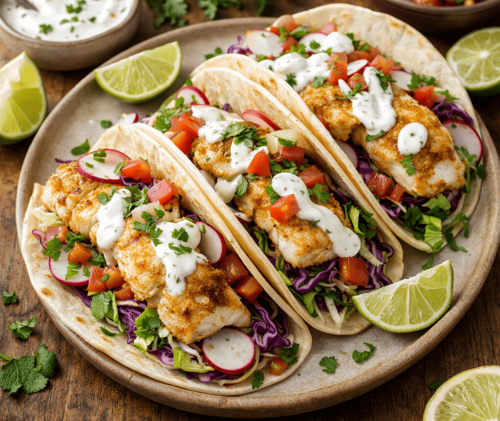 Tacos de Peixe com Molho de Iogurte:Receita leve, Saudável