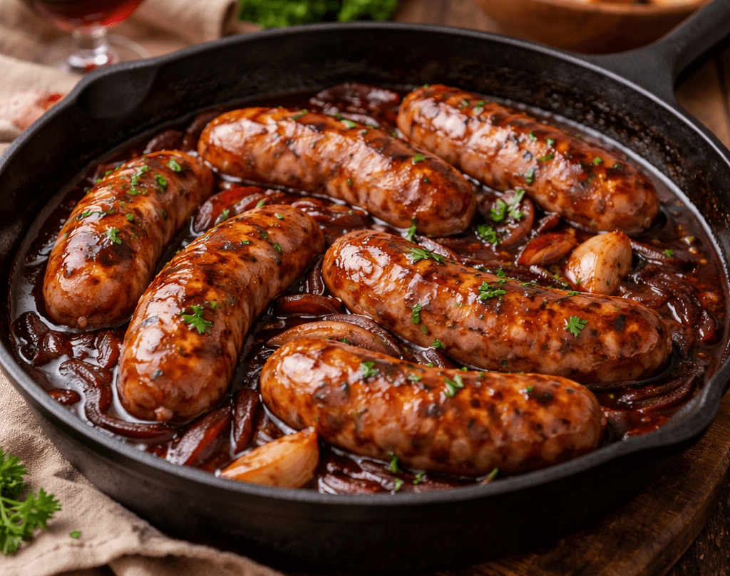 Receita de Linguiça ao Vinho Tinto, Frigideira: Prática Suculenta