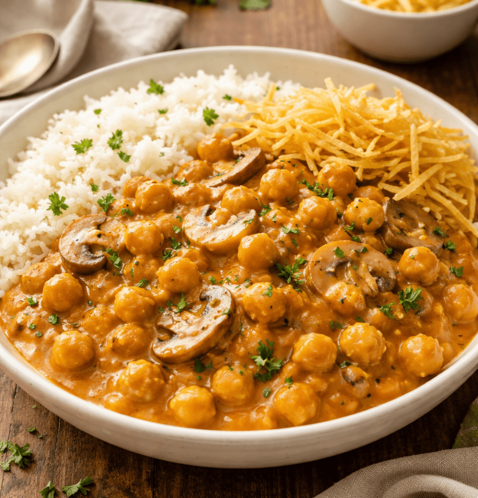 Strogonoff de Grão-de-Bico Veggie :Receita fácil