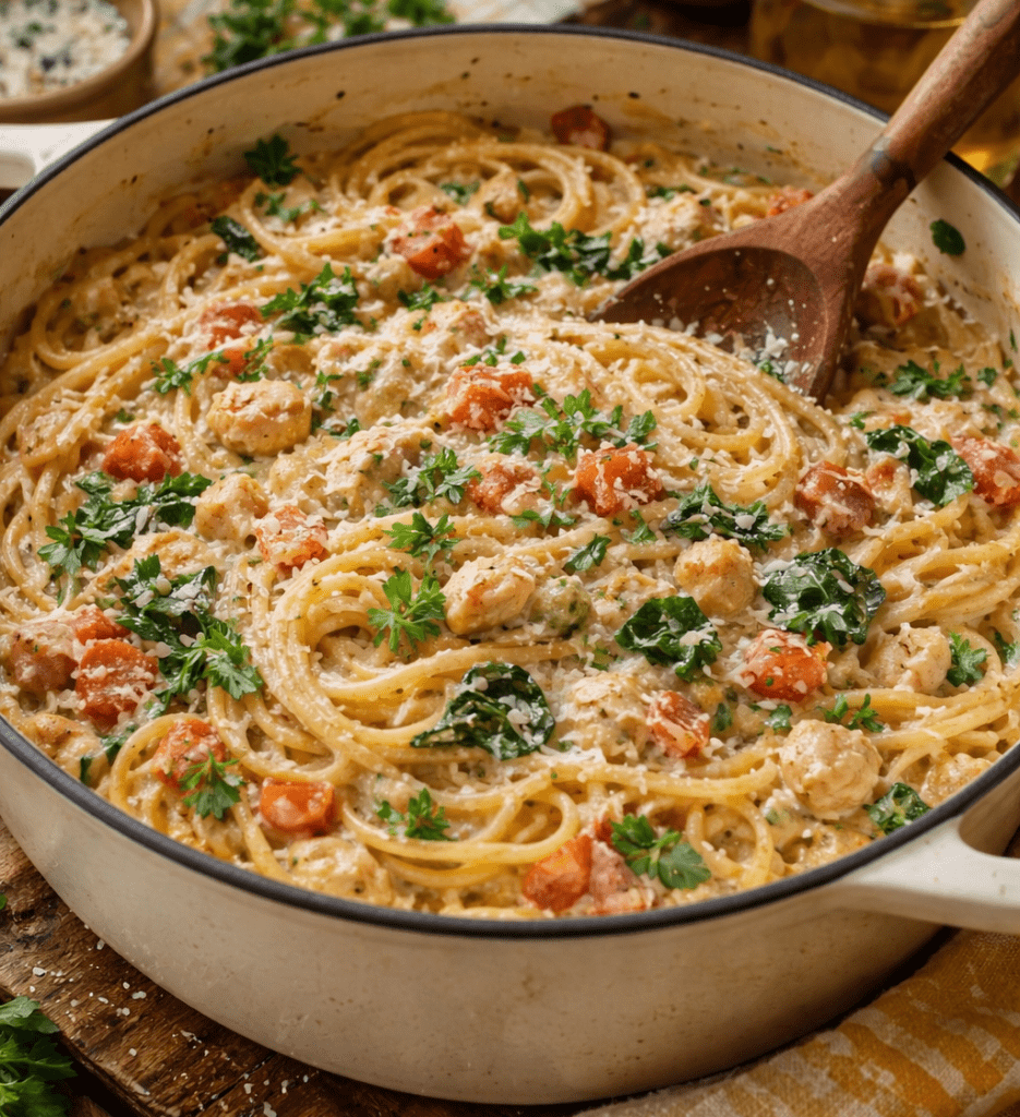 Macarrão Cremoso de uma Panela Só:Jantar Rápido e Gostoso!