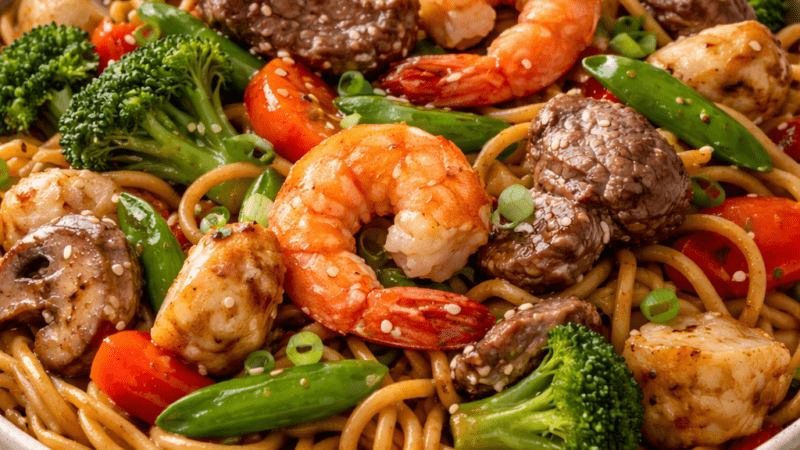 Yakisoba Misto Imperial O Melhor Mix de Carnes e Legumes Frescos