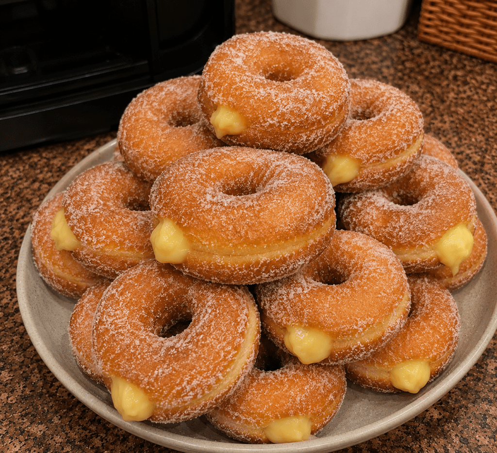 Donuts Caseiros Recheados com Creme de Confeiteiro (Fofinhos)