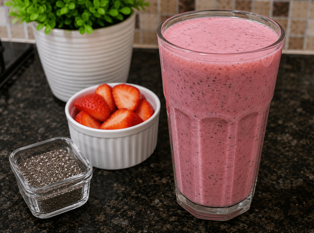 Shake Emagrecedor de Morango e Chia: Receita para Substituir o Jantar