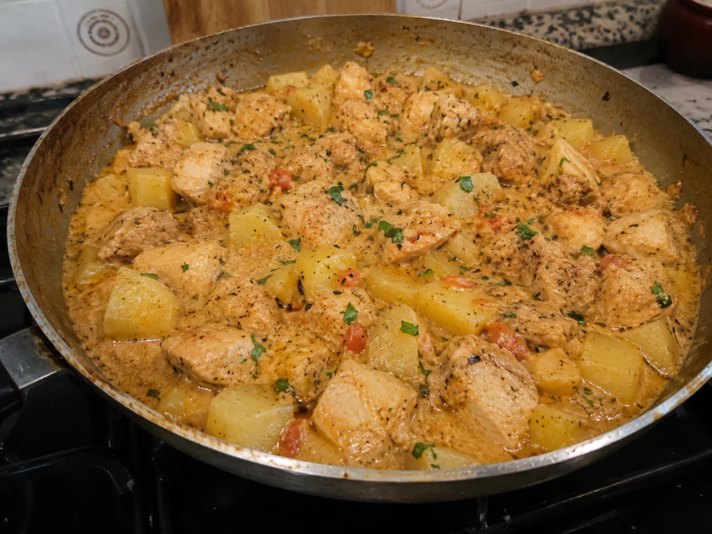 Frango Cremoso com Batata em Uma Panela Só:Receita Fácil