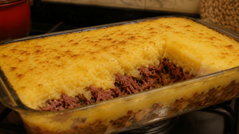 Escondidinho de Carne Seca com Mandioca Receita Cremosa e Fácil