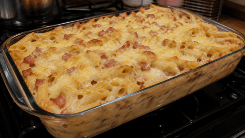 Macarrão Cremoso de Forno com Presunto e Queijo Receita Fácil